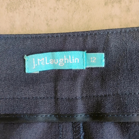 J McLaughlin Nautical Preppy Navy Blue Mini Pencil Skirt Compass Buttons Size 12 - Picture 7 of 12